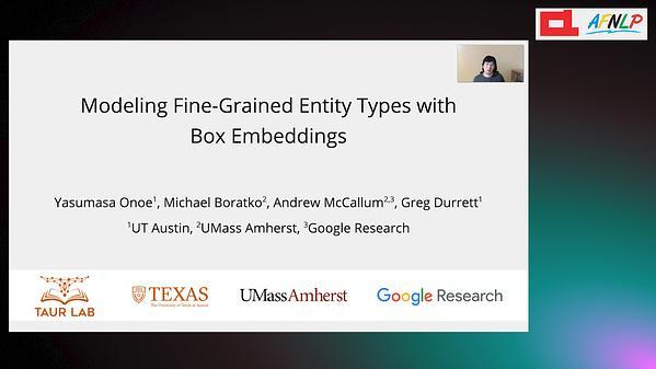 Modeling Fine-Grained Entity Types with Box Embeddings