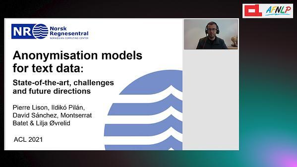 Anonymisation Models for Text Data: State of the art, Challenges and Future Directions