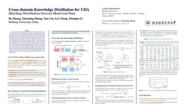 Matching Distributions between Model and Data: Cross-domain Knowledge Distillation for Unsupervised Domain Adaptation