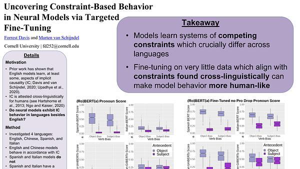 Uncovering Constraint-Based Behavior in Neural Models via Targeted Fine-Tuning