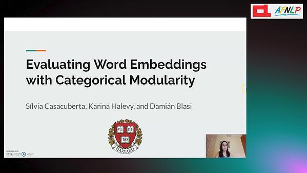 Evaluating Word Embeddings with Categorical Modularity