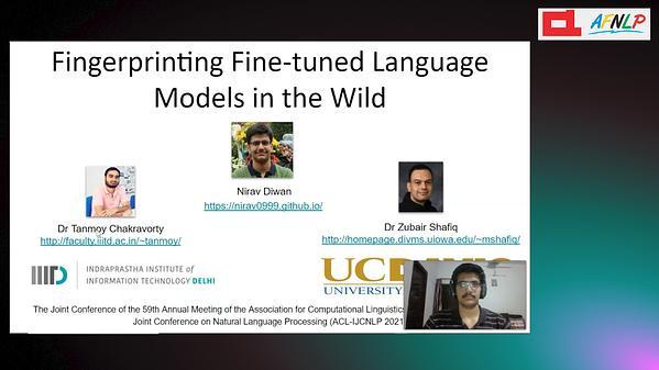 Fingerprinting Fine-tuned Language Models in the Wild