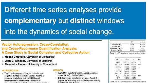 Vector Autoregression, Cross-Correlation, and Cross-Recurrence Quantification Analysis: A Case Study in Social Cohesion and Collective Action