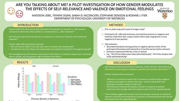 Are you talking about me? A pilot investigation of how gender modulates the effects of self-relevance and valence on emotional feelings