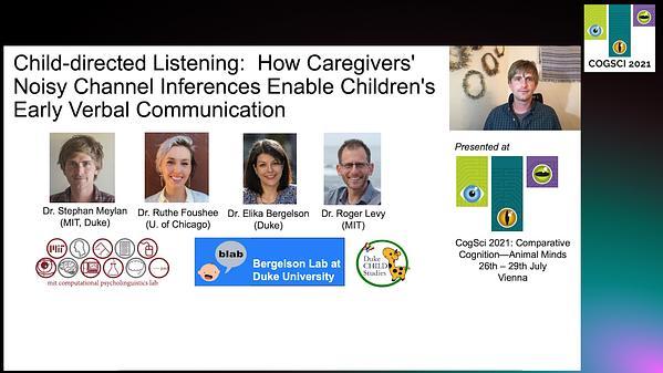 Child-directed Listening: How Caregiver Inference Enables Children's Early Verbal Communication