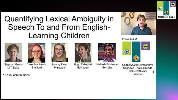 Quantifying Lexical Ambiguity in Speech To and From English-Learning Children
