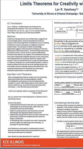 Limits Theorems for Creativity with Intentionality