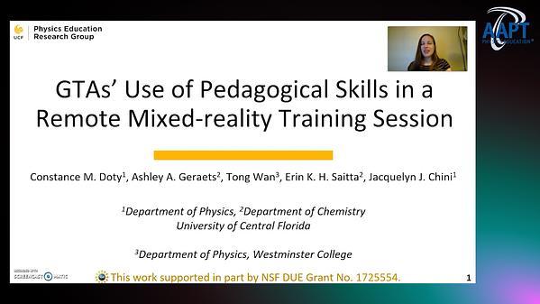 GTAs' Use of Pedagogical Skills in Remote Mixed-reality Training Session