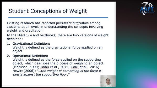 The conceptual development of student understanding of weight