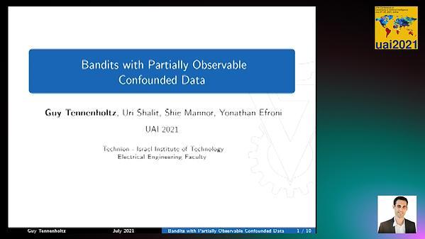 Bandits with Partially Observable Confounded Data