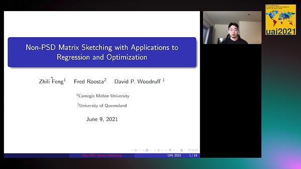Non-PSD Matrix Sketching with Applications to Regression and Optimization