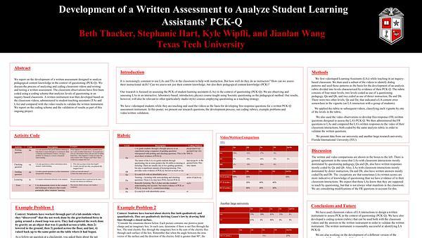 Development of an Instrument for Analysis of Student Assistants’ PCK-Q