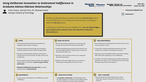 Using Deliberate Innovation to Understand Indifference in Graduate Advisor/Advisee Relationships