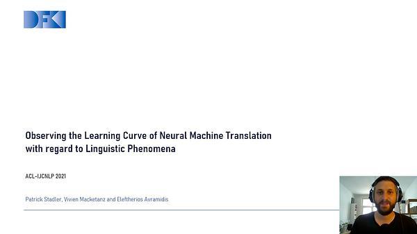 Observing the Learning Curve of Neural Machine Translation with regard to Linguistic Phenomena