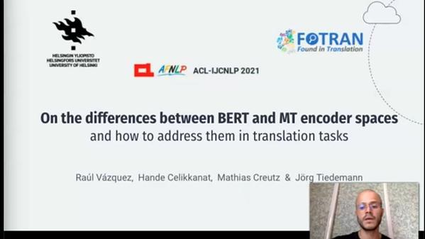 On the differences of Bert and MT encoder spaces and how to address them in translation tasks