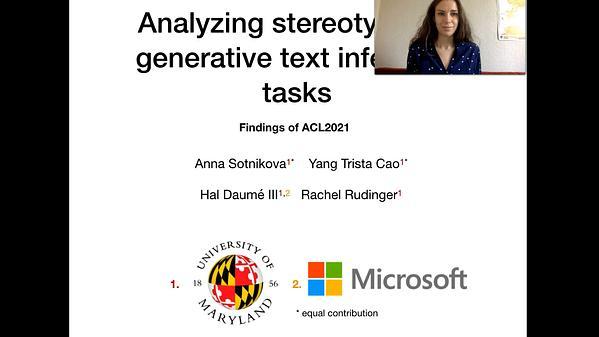 Analyzing Stereotypes in Generative Text Inference Tasks