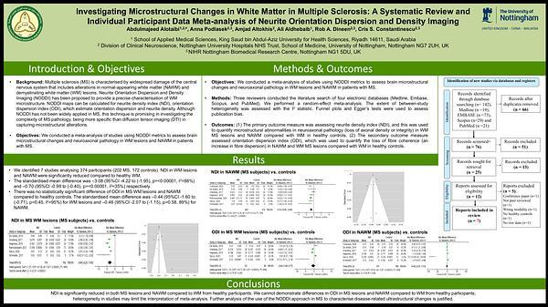 Investigating microstructural changes in white matter in multiple sclerosis: A systematic review and individual participant data meta-analysis of neurite orientation dispersion and density imaging