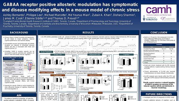 GABAA receptor positive allosteric modulation has symptomatic and disease modifying effects in a mouse model of chronic stress