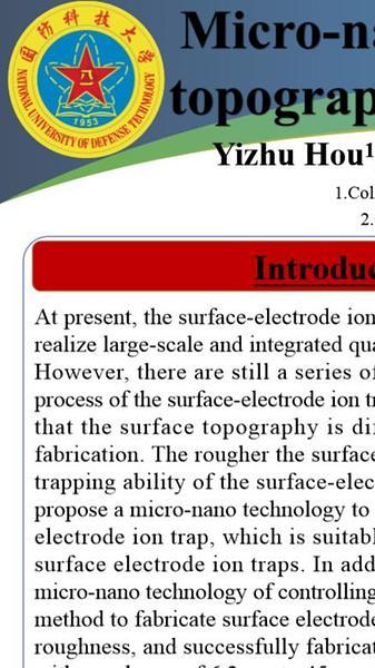 Micro-nano technology for controlling the surface topography of thick film surface-electrode ion trap