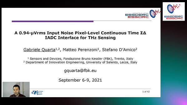 A 0.94-μVrms Input Noise Pixel-Level Continuous Time ΣΔ IADC Interface for THz Sensing