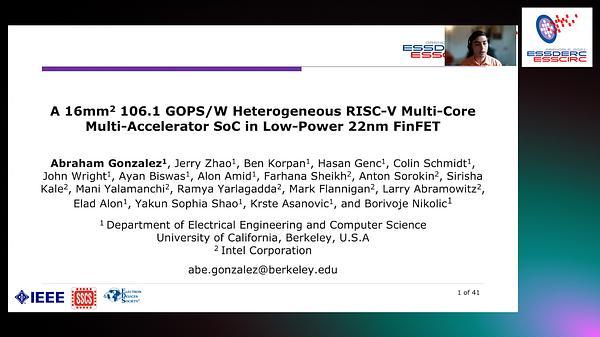 A 16mm² 106.1 GOPS/W Heterogeneous RISC-V Multi-Core Multi-Accelerator SoC in Low-Power 22nm FinFET