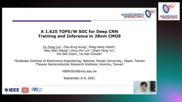 A 1.625 TOPS/W SOC for Deep CNN Training and Inference in 28nm CMOS