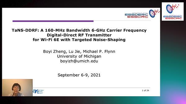 TaNS-DDRF: A 160-MHz Bandwidth 6-GHz Carrier Frequency Digital-Direct RF Transmitter for Wi-Fi 6E with Targeted Noise-Shaping