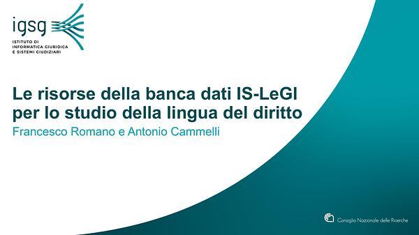 Le risorse della banca dati IS-LeGI per lo studio della lingua del diritto