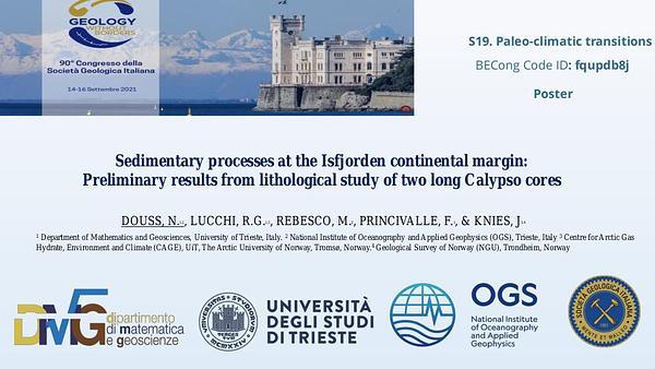 Sedimentary processes at the Isfjorden continental margin: preliminary results from lithological study of two long Calypso cores