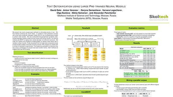 Text Detoxification using Large Pre-trained Neural Models