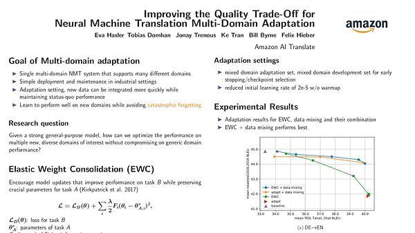 Improving the Quality Trade-Off for Neural Machine Translation Multi-Domain Adaptation