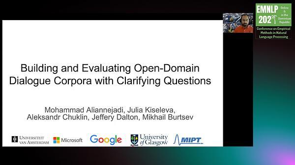 Building and Evaluating Open-Domain Dialogue Corpora with Clarifying Questions