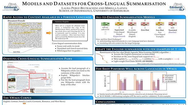 Models and Datasets for Cross-Lingual Summarisation