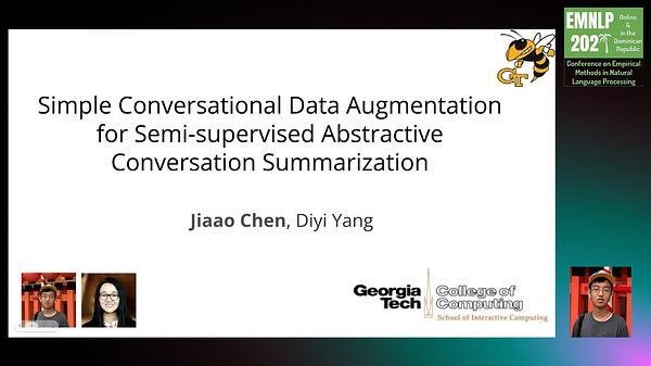 Simple Conversational Data Augmentation for Semi-supervised Abstractive Dialogue Summarization