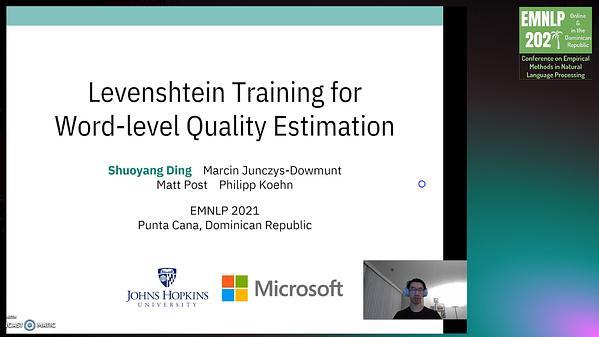 Levenshtein Training for Word-level Quality Estimation