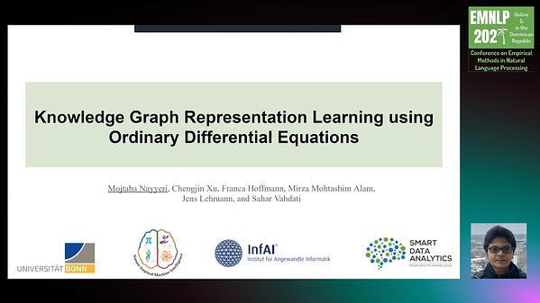 Knowledge Graph Representation Learning using Ordinary Differential Equations