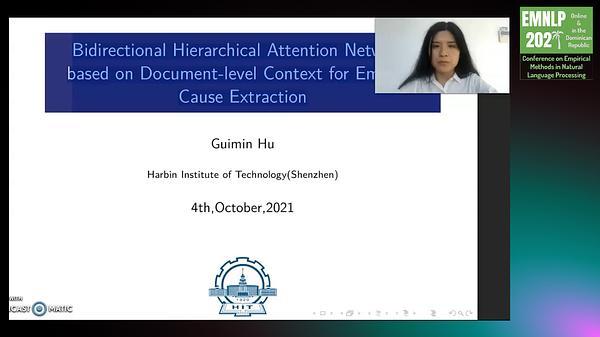 Bidirectional Hierarchical Attention Networks based on Document-level Context for Emotion Cause Extraction