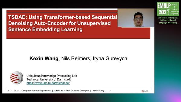 TSDAE: Using Transformer-based Sequential Denoising Auto-Encoder for Unsupervised Sentence Embedding Learning