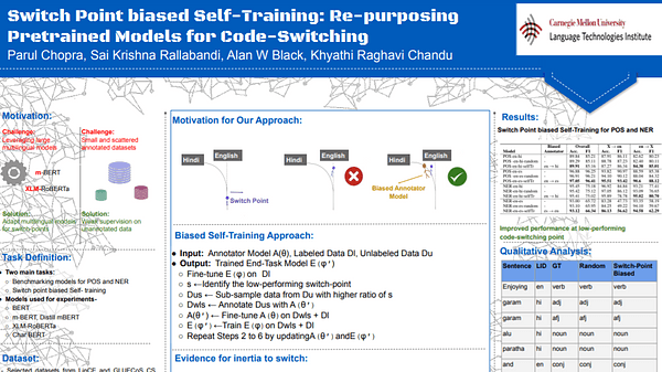 Switch Point biased Self-Training: Re-purposing Pretrained Models for Code-Switching