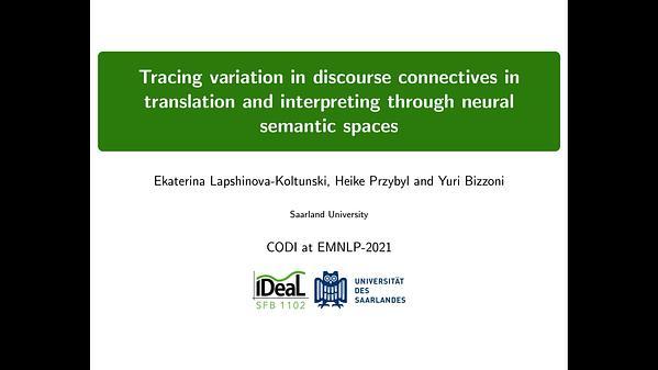Tracing variation in discourse connectives in translation and interpreting through neural semantic spaces
