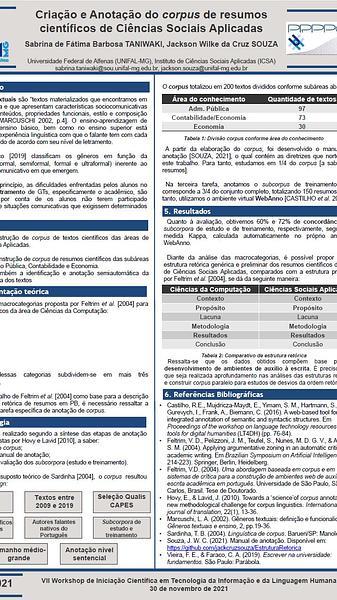 Criação e Anotação do corpus de resumos científicos de Ciências Sociais Aplicadas