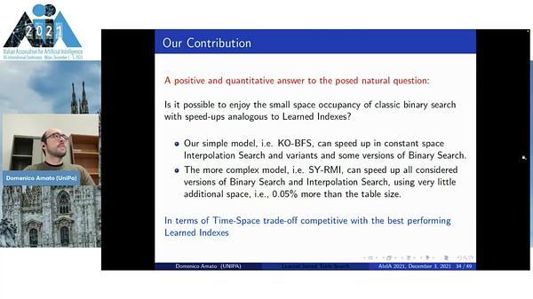 Learned Sorted Table Search and Static Indexes in Small Model Space