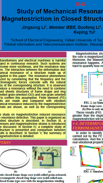 Study of Mechanical Resonance Induced by Magnetostriction in Closed Structures Based on Fe-Si