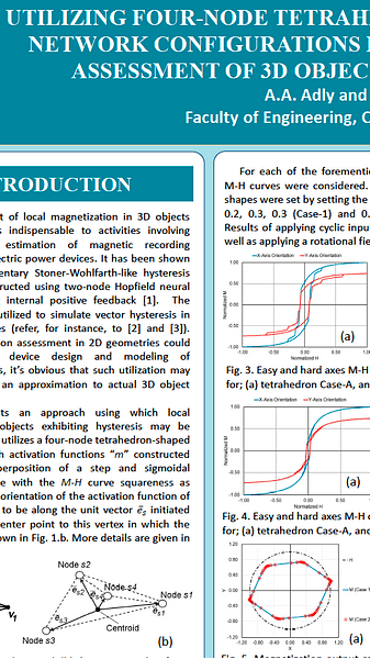 Utilizing Four-Node Tetrahedra-Shaped Hopfield Neural Network Configurations in the Local Magnetization Assessment of 3D Objects Exhibiting Hysteresis