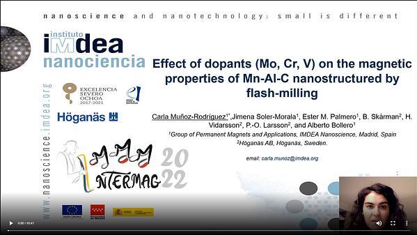 Effect of Dopants (Mo, Cr, V) on the Magnetic Properties of Mn-Al-C nanostructured by Flash-Milling