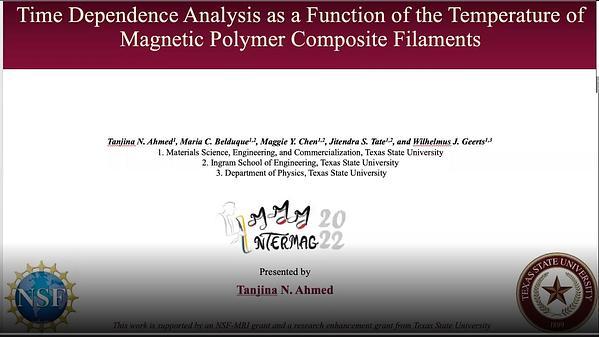 Time Dependence Analysis as a Function of the Temperature of Magnetic Polymer Composite Filaments