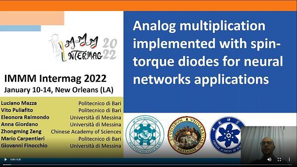 Analog multiplication implemented with spin-torque diodes for neural networks applications