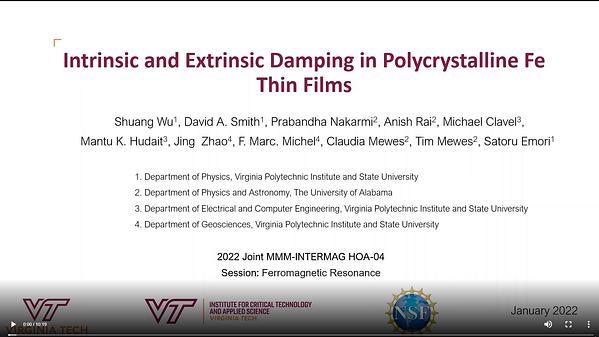 Intrinsic and Extrinsic Damping in Polycrystalline Fe Thin Films