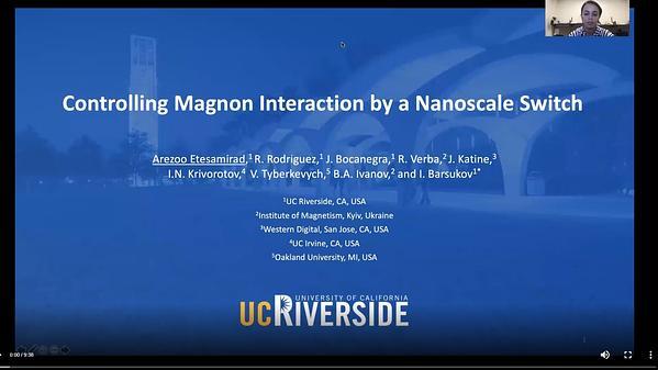 Controlling Magnon Interaction by a Nanoscale Switch