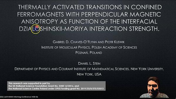 Thermally Activated Transitions in Confined Terromagnets with Perpendicular Magnetic Anisotropy as Function of the Interfacial Dzialoshinskii-Moriya Interaction Strength.